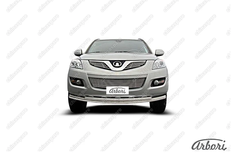Защита переднего бампера d57+d42 двойная Arbori нерж. сталь для Great Wall Hover H5 2010-2017