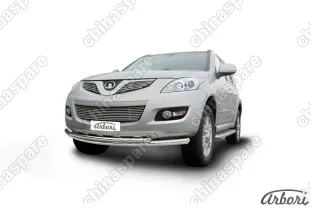 Защита переднего бампера d57+d42 двойная Arbori нерж. сталь для Great Wall Hover H5 2010-2017