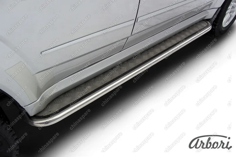Защита порогов d42 с листом усиленная Arbori нерж. сталь для Great Wall Hover H5 2010-2017