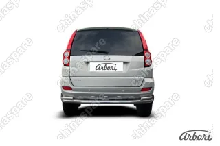 Защита заднего бампера d57+d42 двойная длинная Arbori нерж. сталь для Great Wall Hover H5 2010-2017