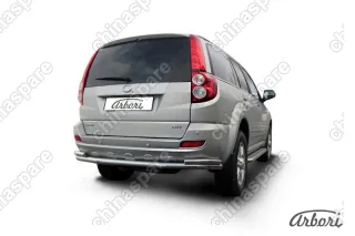 Защита заднего бампера d57+d42 двойная длинная Arbori нерж. сталь для Great Wall Hover H5 2010-2017