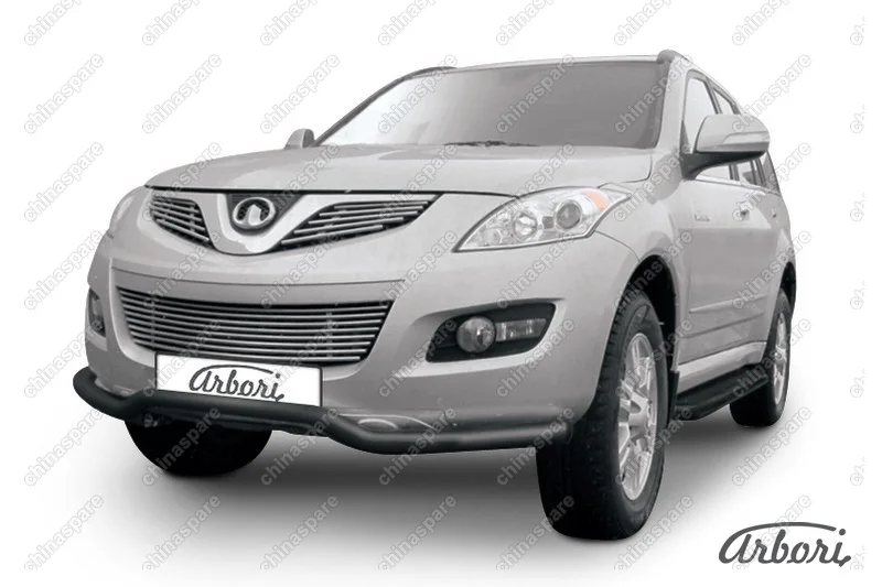 Защита переднего бампера d57 "волна"  Arbori черн. для Great Wall Hover H5 2010-2017