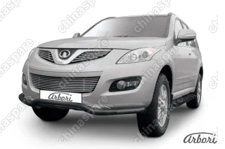 Защита переднего бампера d57 "волна"  Arbori черн. для Great Wall Hover H5 2010-2017