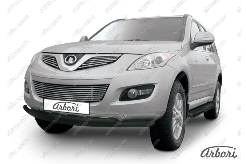 Защита переднего бампера d57+d42 двойная Arbori черн. для Great Wall Hover H5 2010-2017
