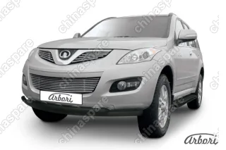 Защита переднего бампера d57+d42 двойная Arbori черн. для Great Wall Hover H5 2010-2017