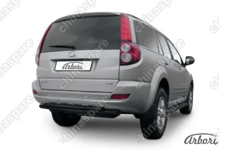 Защита заднего бампера d57+d42 двойная радиусная Arbori черн. для Great Wall Hover H5 2010-2017