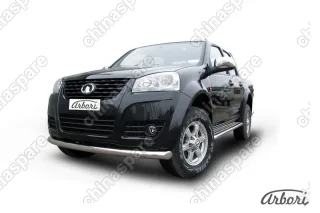 Защита переднего бампера d76 радиусная  Arbori нерж. сталь для Great Wall WINGLE 2012-2015