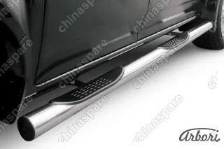 Защита порогов d76 с проступями  Arbori нерж. сталь для Great Wall WINGLE 2012-2015