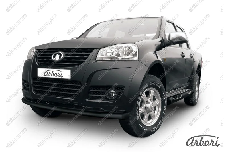 Защита переднего бампера d76 радиусная  Arbori черн. для Great Wall WINGLE 2012-2015