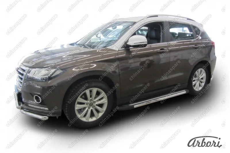 Комплект алюминиевых порогов Arbori Luxe Black 1700 для HAVAL H2 2014-нв