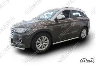 Защита порогов d57 труба c гибами Arbori нерж. сталь для HAVAL H2 2014-нв