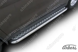 Защита порогов d57 с листом усиленная Arbori нерж. сталь для HAVAL H2 2014-нв