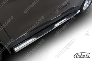Защита порогов d76 с проступями Arbori нерж. сталь для HAVAL H2 2014-нв