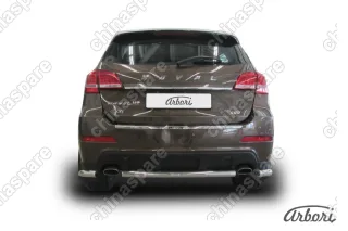 Защита заднего бампера d57 короткая Arbori нерж. сталь для HAVAL H2 2014-нв