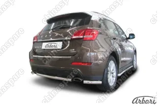 Защита заднего бампера d57 короткая Arbori нерж. сталь для HAVAL H2 2014-нв