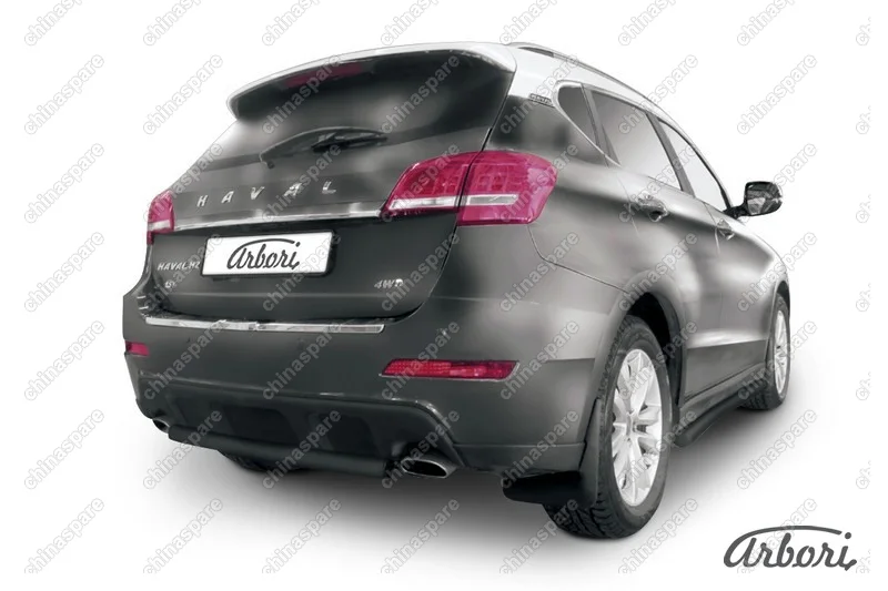 Защита заднего бампера d57 короткая Arbori черн. для HAVAL H2 2014-нв
