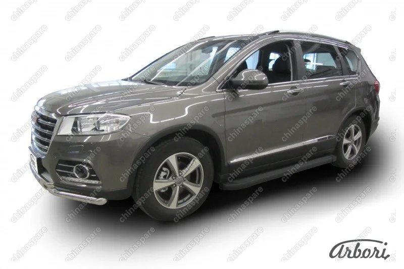 Комплект алюминиевых порогов Arbori Optima Black 1800 для HAVAL H6 2014-нв