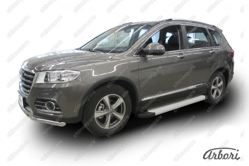 Комплект алюминиевых порогов Arbori Optima Silver 1800 для HAVAL H6 2014-нв