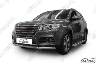 Защита переднего бампера d57 Arbori нерж. сталь для HAVAL H6 2014-нв