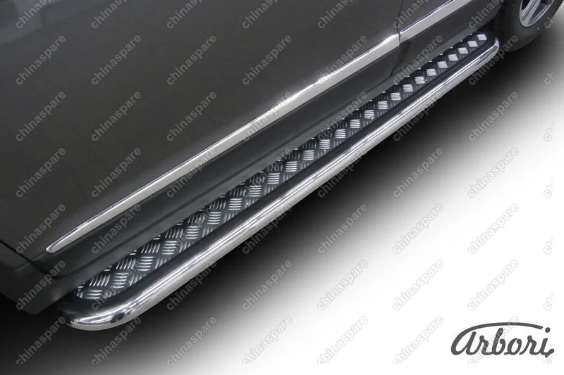 Защита порогов d57 с листом усиленная Arbori нерж. сталь для HAVAL H6 2014-нв