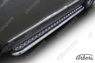 Защита порогов d57 с листом усиленная Arbori нерж. сталь для HAVAL H6 2014-нв