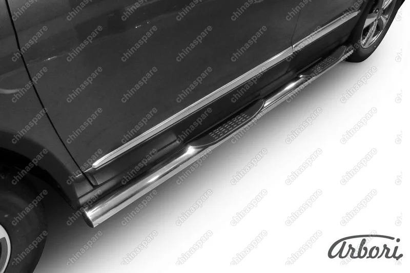 Защита порогов d76 с проступями Arbori нерж. сталь для HAVAL H6 2014-нв