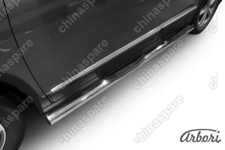 Защита порогов d76 с проступями Arbori нерж. сталь для HAVAL H6 2014-нв