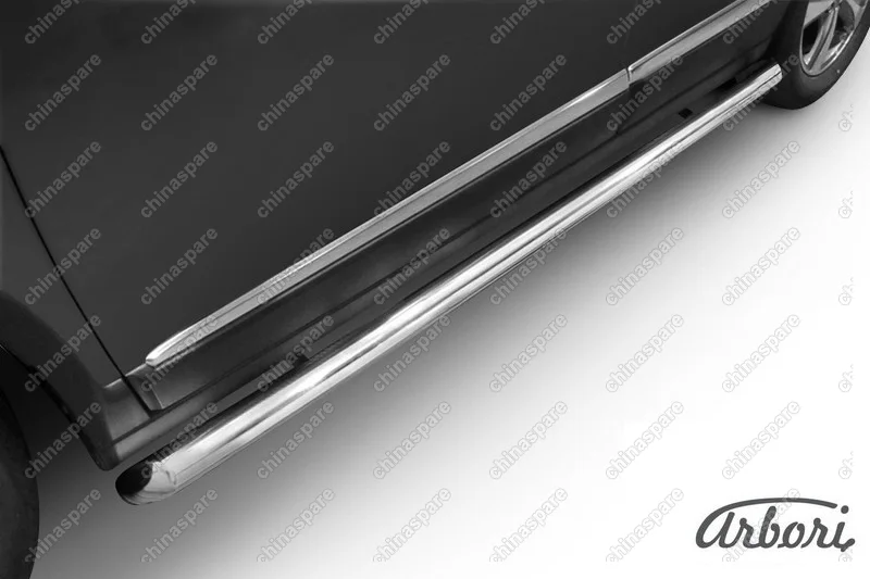 Защита порогов d57 труба со скосами 45 градусов завальцованными Arbori нерж. сталь для HAVAL H6 2014-нв