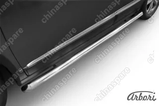 Защита порогов d57 труба со скосами 45 градусов завальцованными Arbori нерж. сталь для HAVAL H6 2014-нв