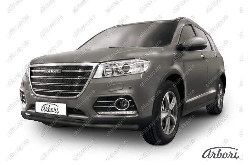 Защита переднего бампера d57 Arbori черн. для HAVAL H6 2014-нв