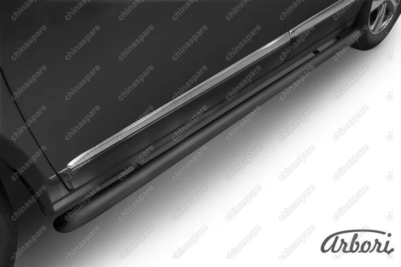 Защита порогов d57 труба со скосами 45 градусов завальцованными Arbori черн. для HAVAL H6 2014-нв