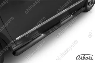 Защита порогов d76 с проступями со скосами 45 градусов завальцованными Arbori черн. для HAVAL H6 2014-нв