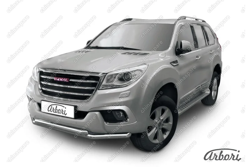 Защита переднего бампера Arbori d57+d57 двойная HAVAL H9 2015-