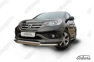 AFZDAHCRV1301 Защита переднего бампера d76+d57 двойная  Arbori нерж. сталь для Honda CR-V 2L 2012-2017