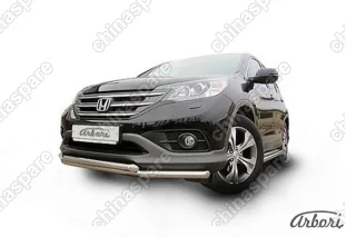 AFZDAHCRV1303 Защита переднего бампера d57+d57 двойная  Arbori нерж. сталь для Honda CR-V 2L 2012-2017