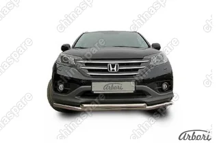 AFZDAHCRV1303 Защита переднего бампера d57+d57 двойная  Arbori нерж. сталь для Honda CR-V 2L 2012-2017