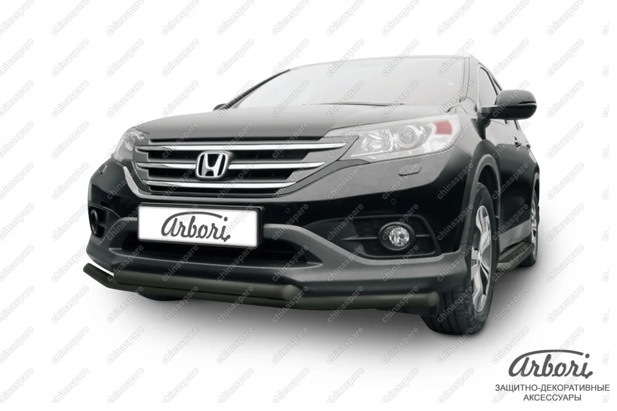 AFZDAHCRV1303B Защита переднего бампера d57+d57 двойная  Arbori черн. для Honda CR-V 2L 2012-2017