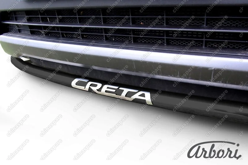 AFZDAHCRET4WD03B Защита переднего бампера d42 радиусная с надписью Arbori черн. для HYUNDAI Creta 2016-нв