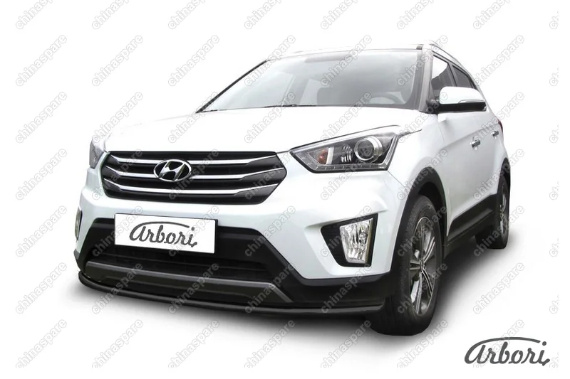AFZDAHCRET4WD04B Защита переднего бампера d42 радиусная Arbori черн. для HYUNDAI Creta 2016-нв