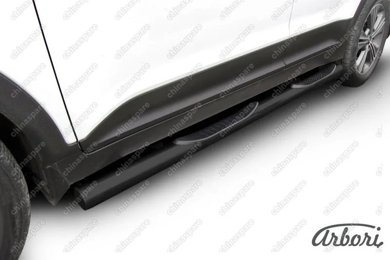 AFZDAHCRET4WD07B Защита порогов d76 с проступями Arbori черн. для HYUNDAI Creta 2016-нв
