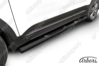 AFZDAHCRET4WD07B Защита порогов d76 с проступями Arbori черн. для HYUNDAI Creta 2016-нв
