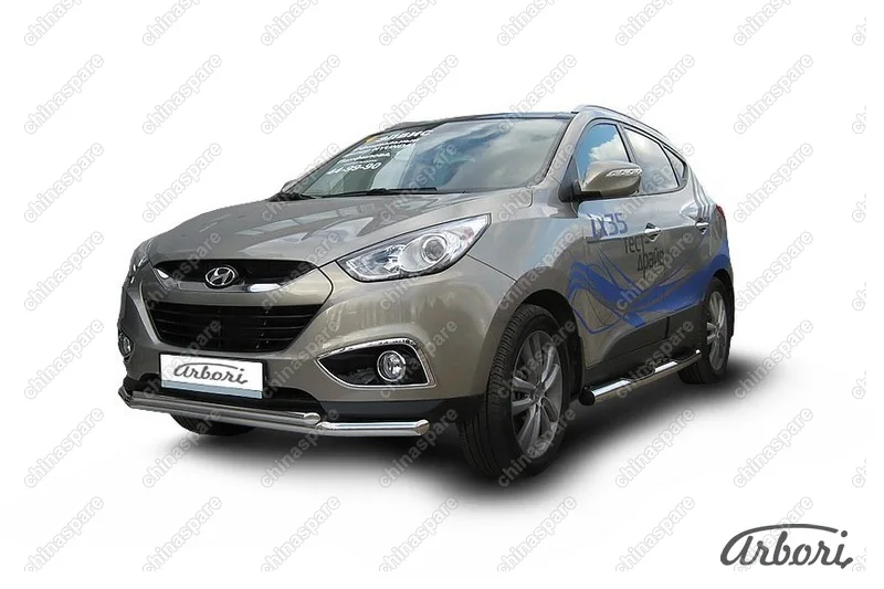 AFZDAHIX3502 Защита переднего бампера d57+d42 двойная  Arbori нерж. сталь для HYUNDAI ix35 2010-2015