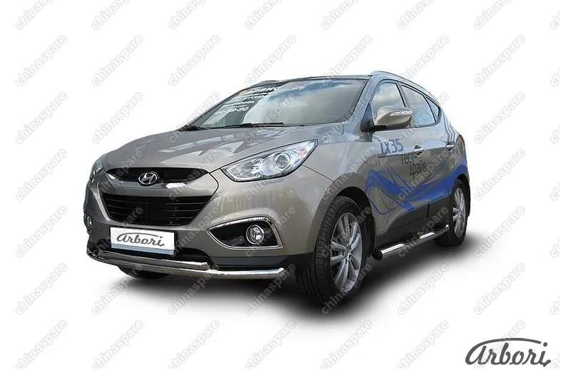 AFZDAHIX3503 Защита переднего бампера d57+d42 двойная радиусная Arbori нерж. сталь для HYUNDAI ix35 2010-2015
