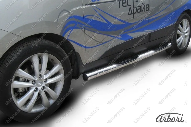 AFZDAHIX3504 Защита порогов d76 с проступями Arbori нерж. сталь для HYUNDAI ix35 2010-2015