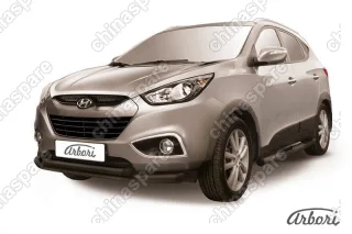 AFZDAHIX3501B Защита переднего бампера d76+d57 двойная Arbori черн. для HYUNDAI ix35 2010-2015