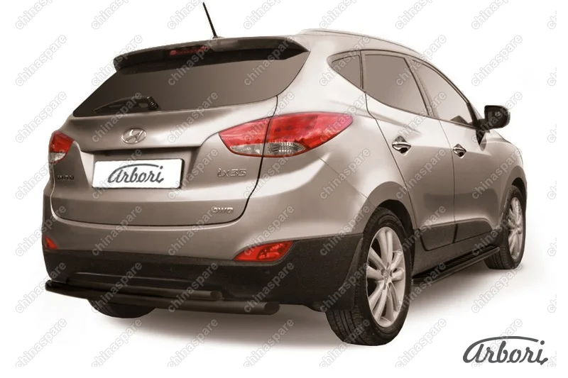 AFZDAHIX3511B Защита заднего бампера d57+d42 двойная Arbori черн. для HYUNDAI ix35 2010-2015
