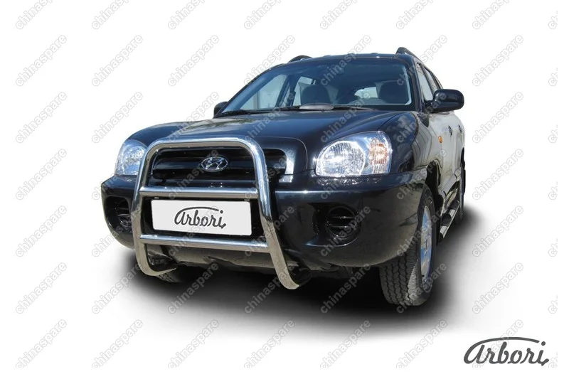 AFZDAHSFT06 Кенгурятник d57 высокий   Arbori нерж. сталь для Hyundai SANTA-FE Classic (Таганрог) 2000-2012