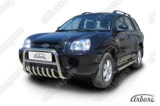 AFZDAHSFT07 Кенгурятник d57 низкий  c защитой картера Arbori нерж. сталь для Hyundai SANTA-FE Classic (Таганрог) 2000-2012