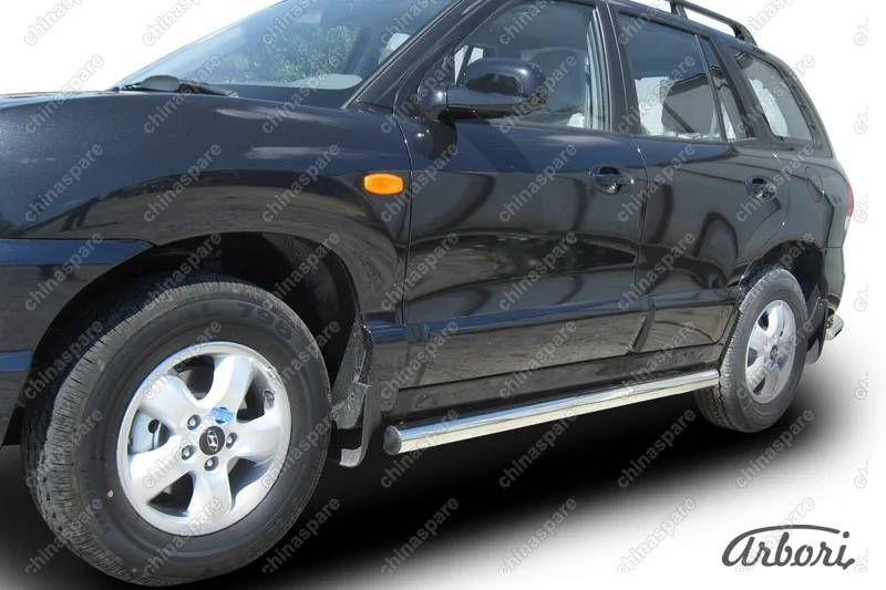 AFZDAHSFT11 Защита порогов d76 труба Arbori нерж. сталь для Hyundai SANTA-FE Classic (Таганрог) 2000-2012