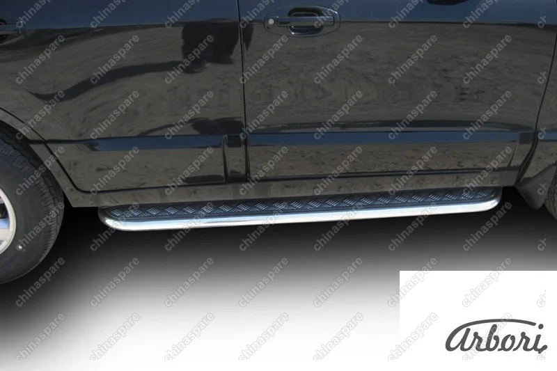 AFZDAHSFT13 Защита порогов d42 с листом  Arbori нерж. сталь для Hyundai SANTA-FE Classic (Таганрог) 2000-2012
